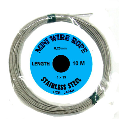MINI WIRE ROPE STAINLESS STEEL 10mt LB10 CAVETTO 0,25 mm IN ACCIAIO MORBIDO