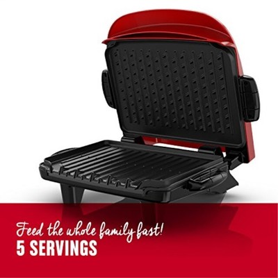 George Foreman 5-Serving Removable Plate Grill and Panini Press, Red, GRP2841R