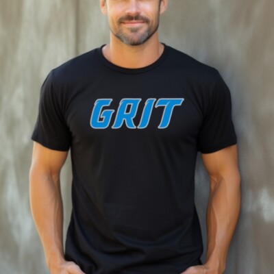 DETROIT GRIT Football themed Pre-Shrunk Ring Spun Cotton T-Shirt