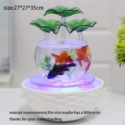 Water Fountain 110/220V Creative Glass Fish Tank Ceramic Water Fountain Office H