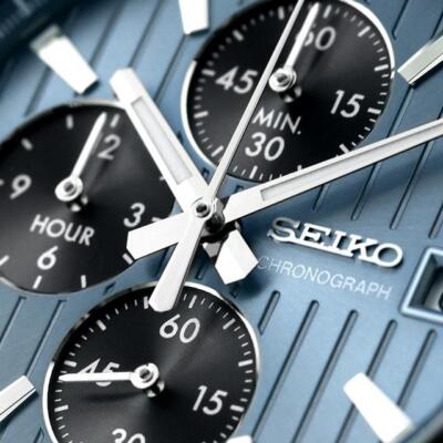 Pre-owned Seiko Selection Men Watch Sbtr041 Blue Dial Chronograph Stainless Steel Quartz