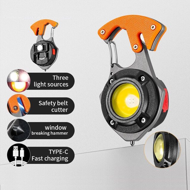 COB Work FlashLight Multifunction Rechargeable  lighter Screwdriver Keychain