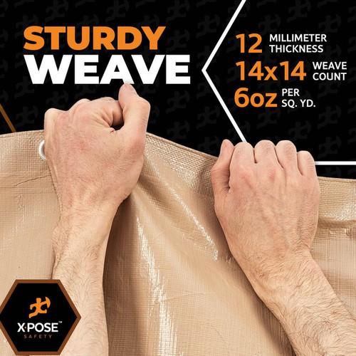 Heavy Duty Tan Poly Tarp 6' X 10' Extra Thick 12 Mil Polyethylene