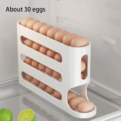 Automatic Rolling Egg Holder 4 Layers Fridge Egg Storage Box Container
