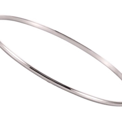 Pre-owned Roxx Fine Jewelry Bangle Bracelet 2mm 14k White Gold Polished 7.5" Slip On 1/8" Wide Stackable