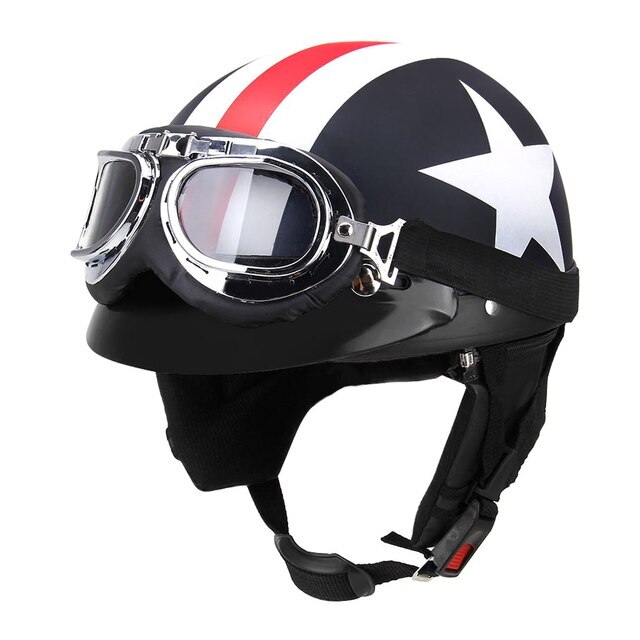 Motorcycle Helmet Half Open Face Vintage Helmet with Visor Motocross Motorbike