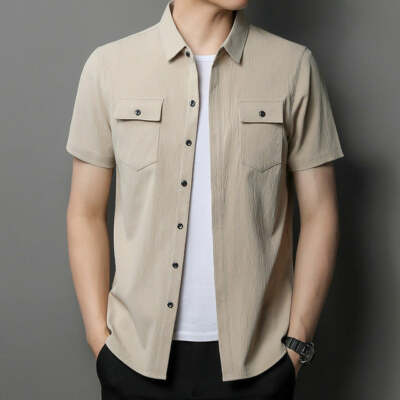 【2plan】Clean Stripe Two Pocket Short Sleeve Shirt Men's Casual Short Sleeve Two Pocket Shirt | eBay