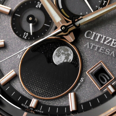 Pre-owned Citizen Attesa By1004-17x Moon Phase Eco-drive Solar Radio Men Watch In Box
