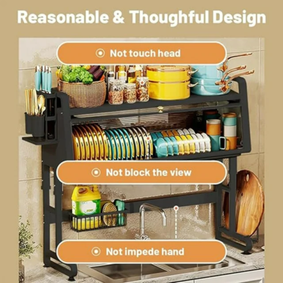 3-Tier Over The Sink Dish Drying Rack Stainless Steel Drainer Kitchen Organizer