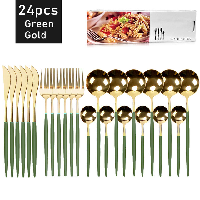 24pc Stainless Steel Cutlery Set Spoon Fork Knife Flatware Dinnerware Silverware