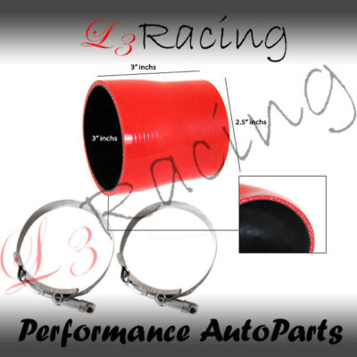 RED 3"-2.5" 76-63mm 3-ply Silicone Reducer Hose Turbo Intake Intercooler Hyun