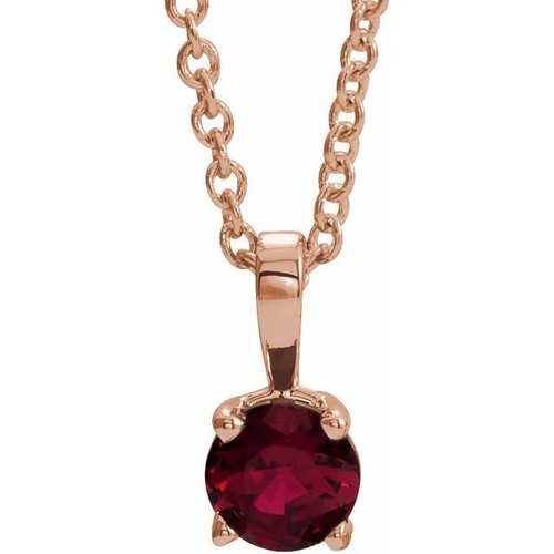 JADiamonds 14K Rose 4 mm Natural Ruby 16-18" Necklace