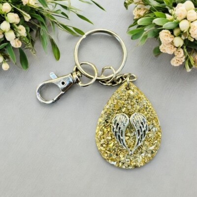 Handmade Resin Angel Wing Keychain