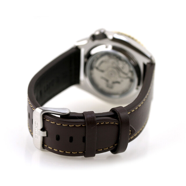 Pre-owned Seiko 5 Sports Sbsc020 Skx Series Gmt Automatic Watch Brown Leather Band 42.5mm