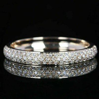 2Ct Round Lab Created Diamond Wedding Anniversary Band Real 925 Sterling Silver