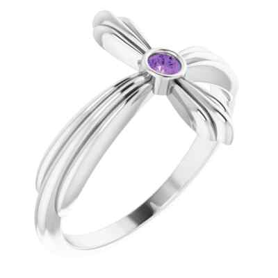 JADiamonds Amethyst Sideways Cross Ring In 14K White Gold