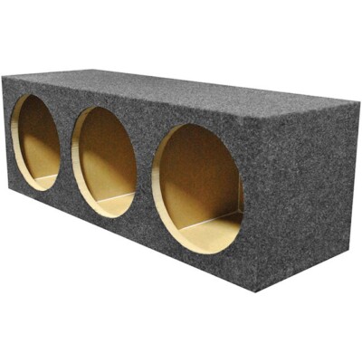 QPower Triple 12 Inch Heavy Duty Sealed Subwoofer Sub Box 3 X 12'' | Grey Carpet