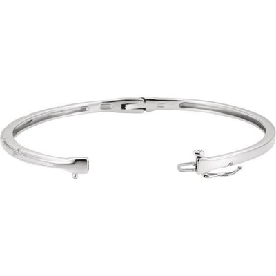 Lady's Accented Hinged Diamond Bangle Bracelet in 14k White Gold 5 Stones