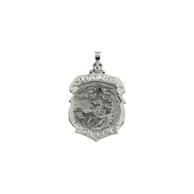 Pre-owned Stuller St. Michael The Archangel Medal 14k Yellow Gold 14k White Gold 24.25x20.50mm 3g