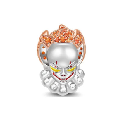 REAL S925 Silver PENNYWISE CLOWN IT Horror Goth Dark Bracelet Charm Pendant