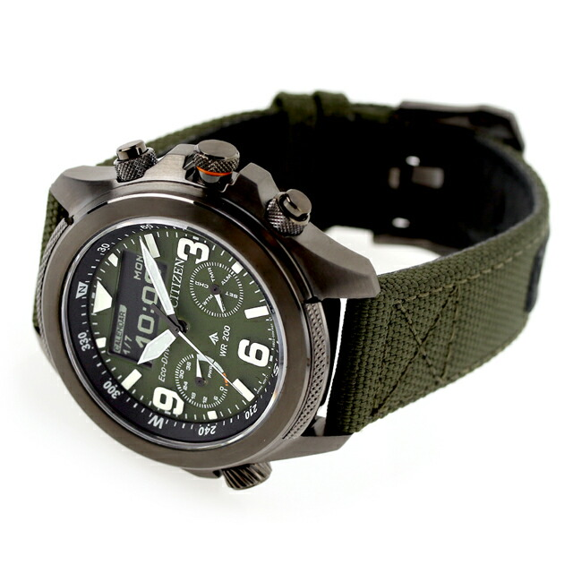 Pre-owned Citizen Promaster World Time Sapphire Jv1005-02w Green Dial Alarm Men's Watch