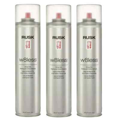3 PACK!!! RUSK W8LESS HAIR SPRAY 10 OZ STRONG HOLD HAIRSPRAY SHAPING AND CONTROL