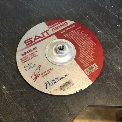 Sait grinding wheel 9'' x 1/4'' type 27 right angle grinding wheel 9'' with arbor