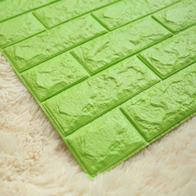 Pannello Spugna 3d Mattoni Verde Adesivo Pareti Sfondo Casa Muri 30x60cm dfh