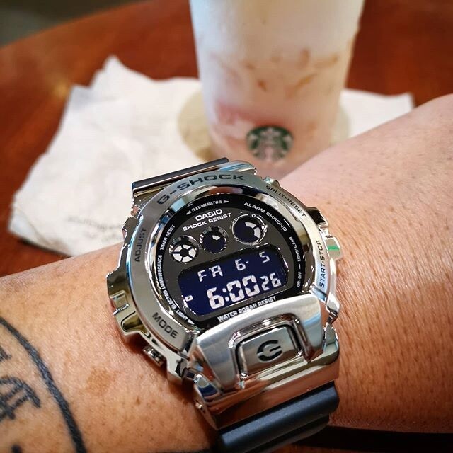 Pre-owned Casio G-shock Gm-6900-1d Metal Covered Bezel Special 25th Anniversary Models