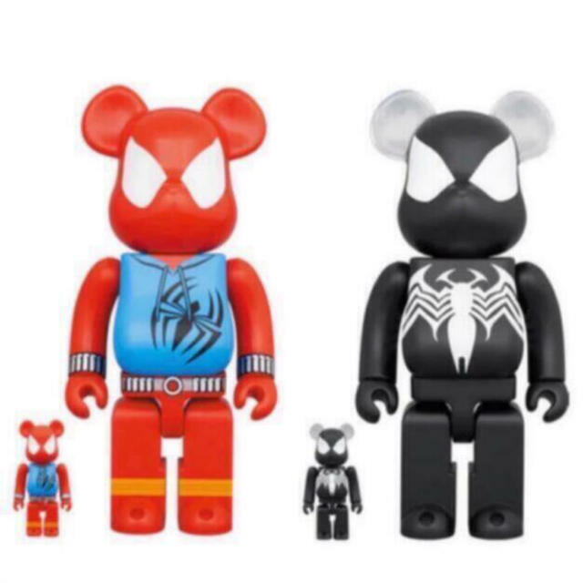 BE@RBRICK - SCARLET SPIDER /BLACK COSTUME100％ & 400％ MEDICOM BE@RBRICK SPIDER MAN BLACK COSTUME & SCARLET SPIDER