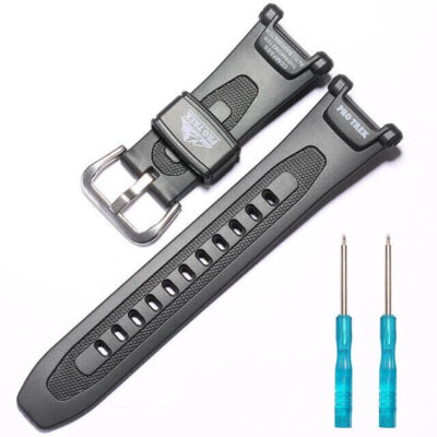 28mm Strap Rubber Watch Band For Casio Pro Trek Prg-240 PRG-40 Pathfinder Black