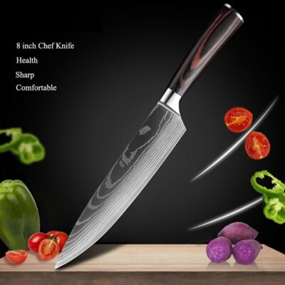 8'' inch Damascus Pattern Chef's Knife Stainless Steel Kitchen Knife Sushi Knife