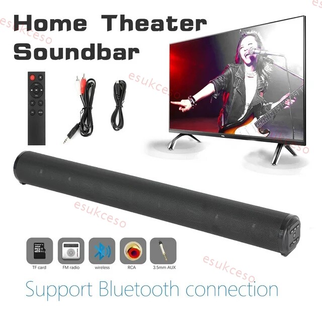 Surround Sound Bar 4 Speaker System Wireless BT Subwoofer TV Home Theater&Remote