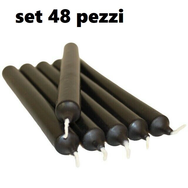 Set 48 Pezzi Candele Nere Lunghezza 19cm moc