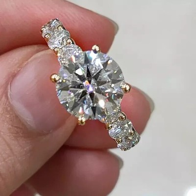 3.50Ct Round Lab Created Diamond Wedding Engagement Ring 14k Yellow Gold Plated