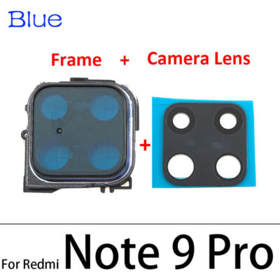 For Xiaomi Redmi Note 9S 9 Pro Back Camera Glass Cover Frame With Adhensive Part