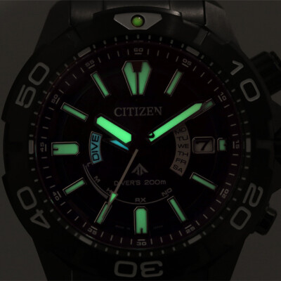 Pre-owned Citizen Promaster Marine As7146-58w Light In Black Solar Men Watch In Box