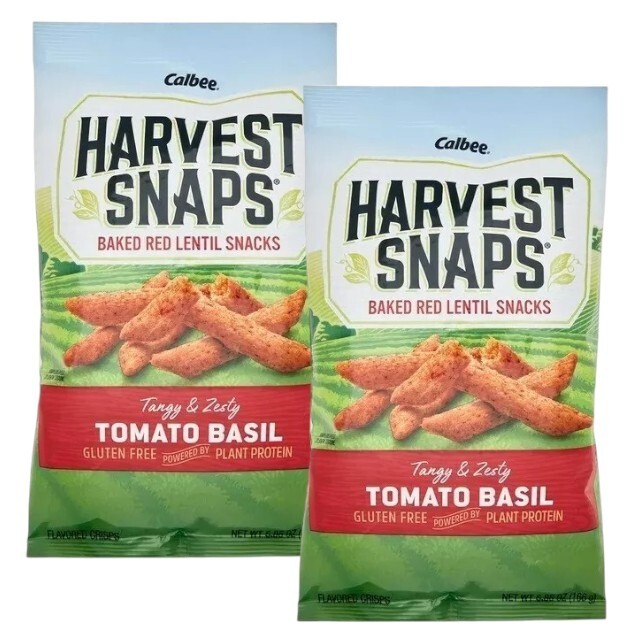 Harvest Snaps Baked Red Lentil Crisp TOMATO BASIL Tangy Snack ...
