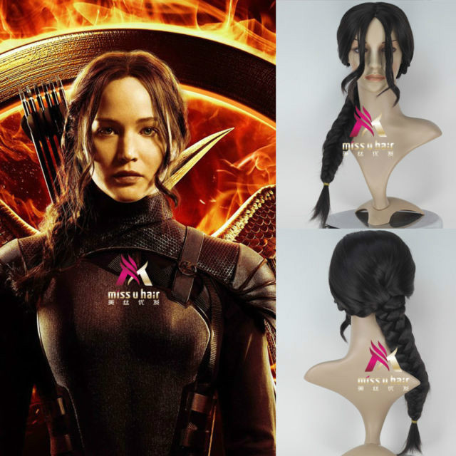 The Hunger Games Katniss Everdeen Black Braid Cosplay Party Wig