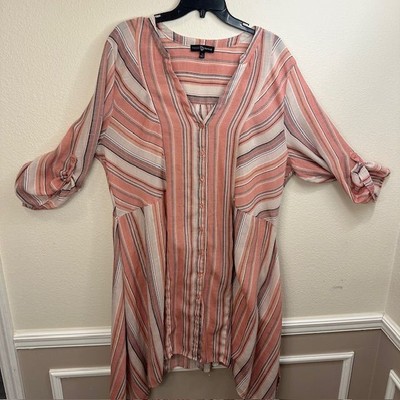 Fred David Multicolor Striped 3/4 Sleeve Dress Size 3X
