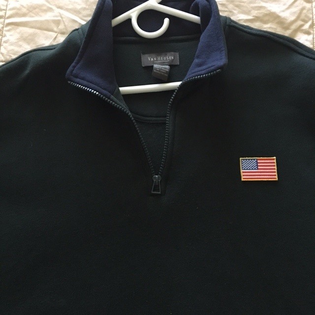 SMALL USA AMERICAN FLAG EMBROIDERED PATCH IRON-ON SEW-ON GOLD BORDER 1¾" x 1⅛"