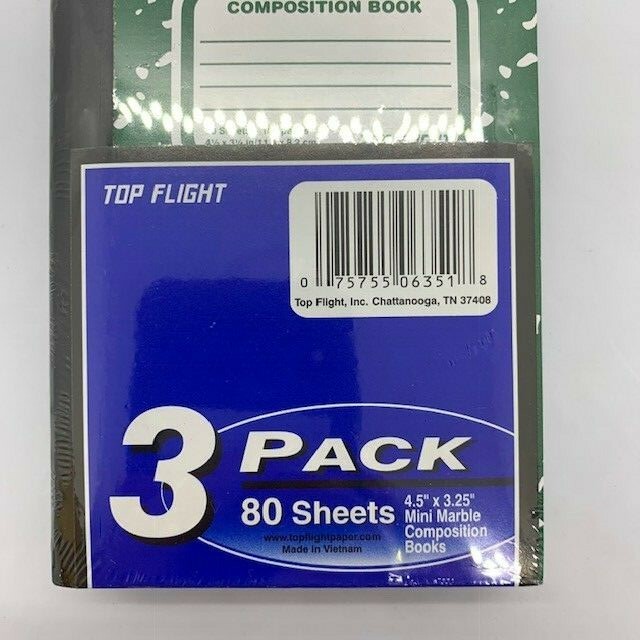 Mini Marble Composition Book Smooth 480 Sheets Color Office School - 6 notebooks