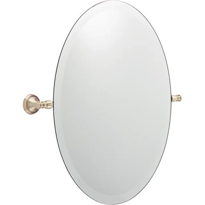 23'' x 23'' Round Tilt Bathroom Mirror, Satin Nickel