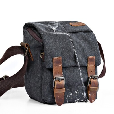 SLR Camera Bag Messenger Bag Canvas Bag Top Layer Leather Camera Bag Waterproof