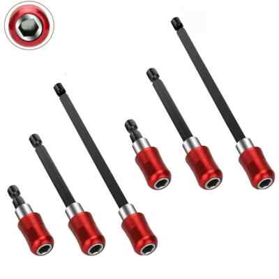 6Pcs 1/4 Hex Shank Quick Release Magnetic Screwdriver Extension Holder Drill Bit