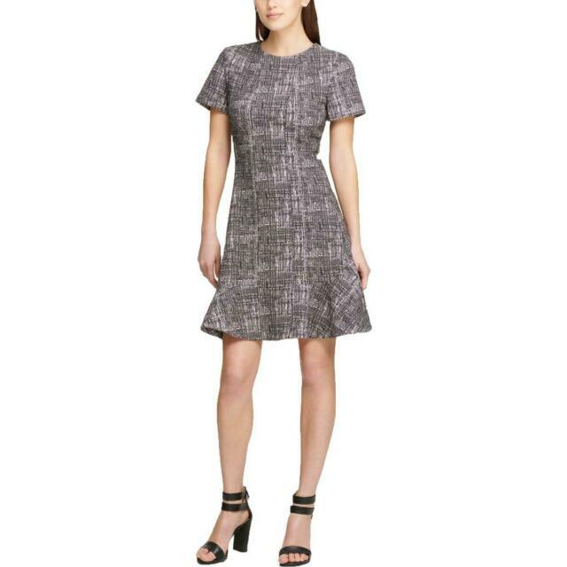 Офисное платье для подводного плавания DKNY NWT с короткими рукавами, ЧЕРНЫЙ/РУМЯНЫЙ, размер 2
