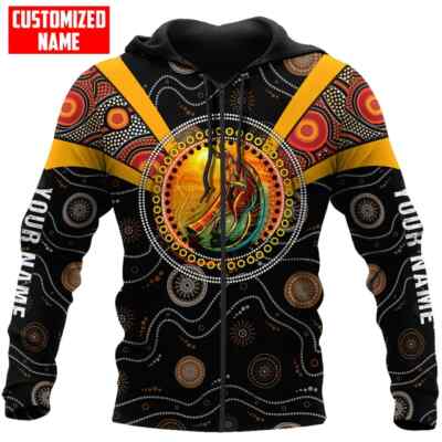 Aboriginal Hoodie Indigenous Dreamtime Kangaroo Torres Strait Totem - AU Stock