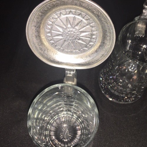 VTG LOT OLD SPICE ETCHED GLASS STEINS Salem Ship Grand Turk COMPASS STYLE