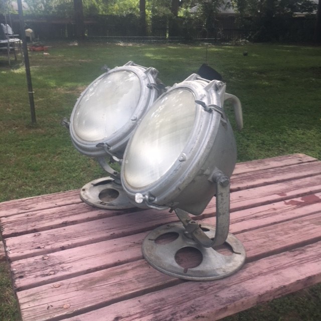 2 Antique Vintage Navy Maritime Industrial Crouse Hinds Spotlight Search Lights
