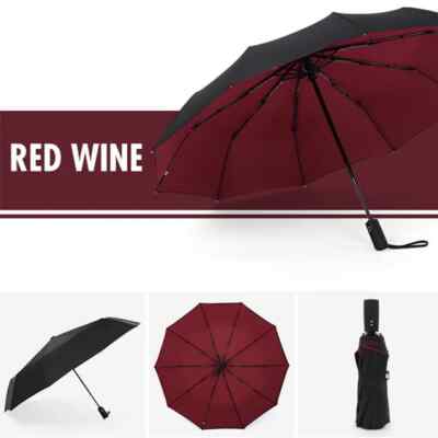Automatic Black Umbrella Anti-UV Sun/Rain Windproof 3 Folding Compact Umbrella